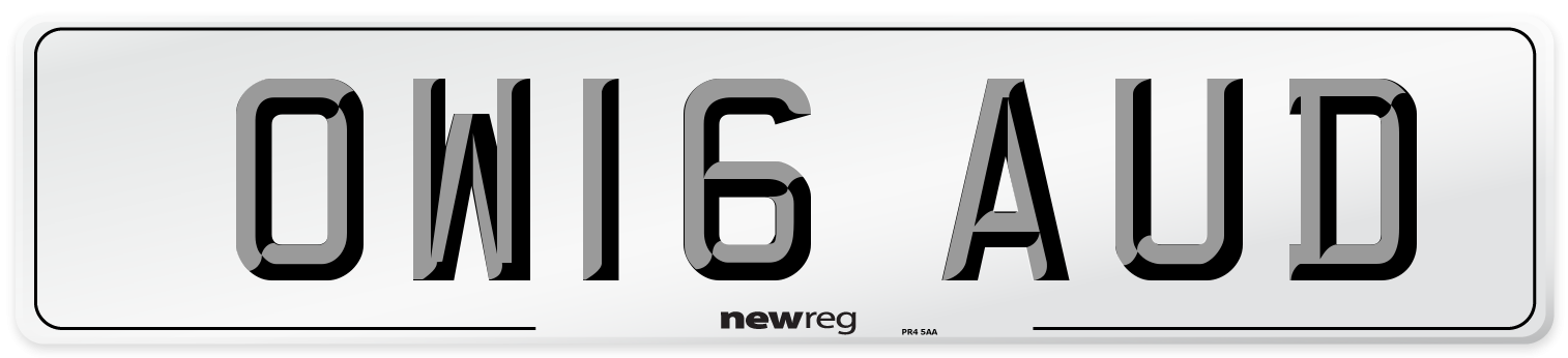 OW16 AUD Number Plate from New Reg